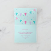 Rainbow Unicorn gepersonaliseerd Aqua Pink Birthda Kaart (Binnen)