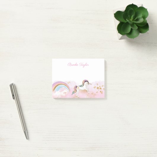 Rainbow Unicorn, gepersonaliseerd Post-it® Notes (Kantoor)