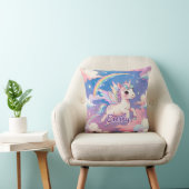 Rainbow Unicorn gepersonaliseerd vierkant kussen (Stoel)