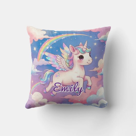 Rainbow Unicorn gepersonaliseerd vierkant kussen (Achterkant)