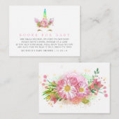 Rainbow Unicorn Girl Baby shower Book Request Informatiekaartje (Voorkant / Achterkant)