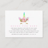 Rainbow Unicorn Girl Baby shower Book Request Informatiekaartje (Voorkant)