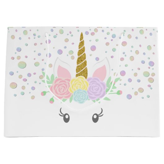 Rainbow Unicorn Girl Baby shower Groot Cadeauzakje (Voorkant)
