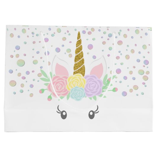 Rainbow Unicorn Girl Baby shower Groot Cadeauzakje (Achterkant)