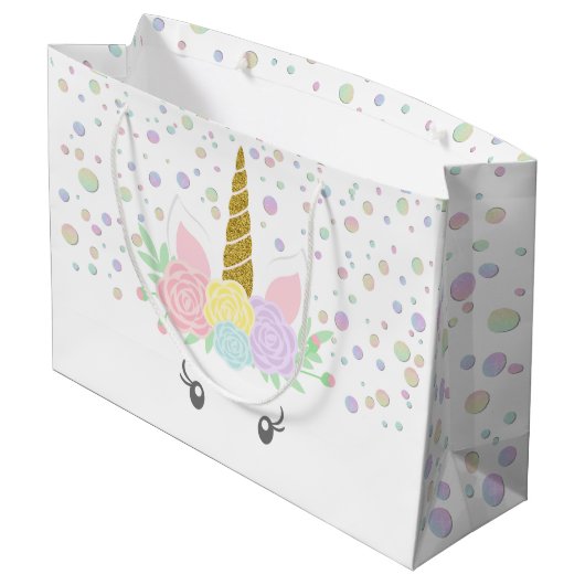 Rainbow Unicorn Girl Baby shower Groot Cadeauzakje (Achterkant Gekanteld)