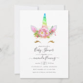 Rainbow Unicorn Girl Baby shower Kaart (Voorkant)