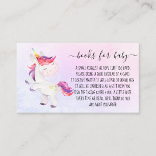 Rainbow Unicorn Girl Book Request for Baby shower Informatiekaartje