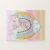 🦄 Rainbow Unicorn Girl Custom Name Heart Legpuzzel (Horizontaal)