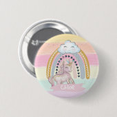 🦄 Rainbow Unicorn Girl Custom Name Heart Ronde Button 5,7 Cm (Voorkant /achterkant)