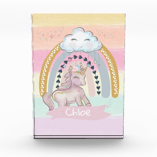 🦄 Rainbow Unicorn Girl Fotoblokken (Voorkant)