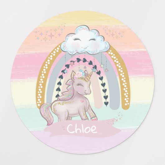 🦄 Rainbow Unicorn Girl Labels (Design 1)