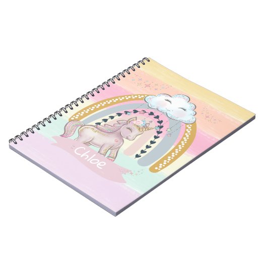 🦄 Rainbow Unicorn Girl Notitieboek (Linkerzijde)