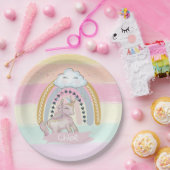 🦄 Rainbow Unicorn Girl     Papieren Bordje (Feest)