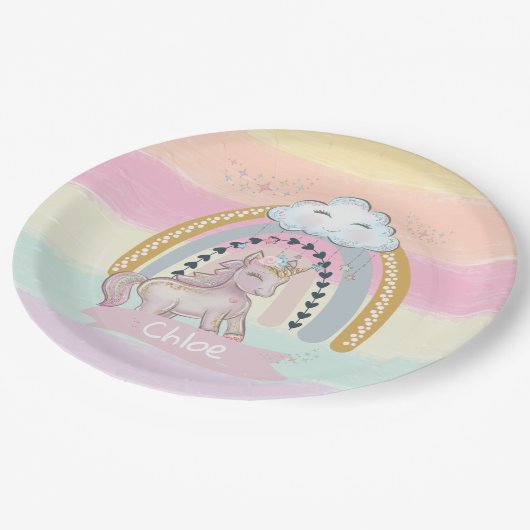 🦄 Rainbow Unicorn Girl     Papieren Bordje (Gekanteld)