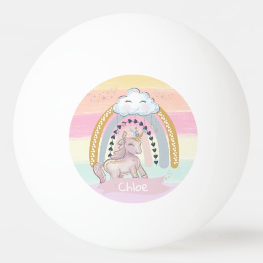 🦄 Rainbow Unicorn Girl Pingpongbal (Voorkant)
