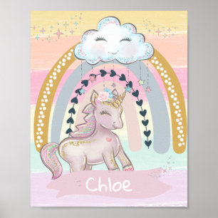 🦄 Rainbow Unicorn Girl Poster