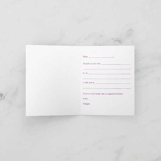 Rainbow Unicorn Girls Birthday Bedankkaart (Binnen)