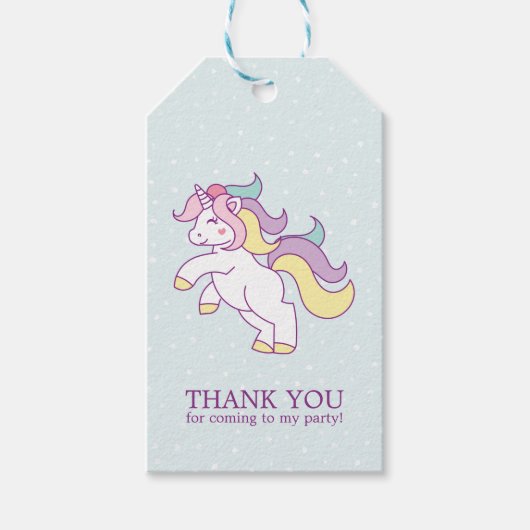 Rainbow Unicorn Girls Birthday Cadeaulabel (Voorkant)