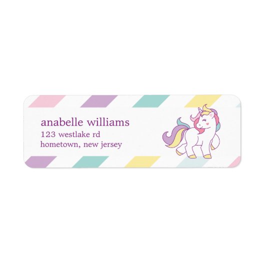 Rainbow Unicorn Girls Birthday Etiket (Voorkant)