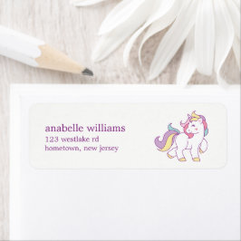 Rainbow Unicorn Girls Birthday Etiket