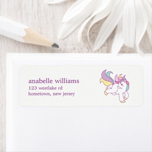 Rainbow Unicorn Girls Birthday Etiket (Insitu)