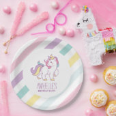 Rainbow Unicorn Girls Birthday Papieren Bordje (Feest)