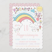 Rainbow Unicorn Girls Birthday Party Invitations Kaart (Voorkant / Achterkant)