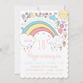 Rainbow Unicorn Girls Birthday Party Invitations Kaart (Voorkant)