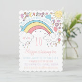 Rainbow Unicorn Girls Birthday Party Invitations Kaart (Staand voorkant)