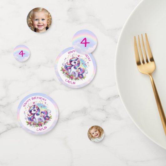 Rainbow Unicorn Girl's Birthday Party Personalized Confetti (Groep)
