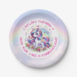 Rainbow Unicorn Girl's Birthday Party Personalized Papieren Bordje