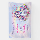 Rainbow Unicorn Girl's Birthday Party Personalized Spandoek (Verticaal)