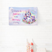 Rainbow Unicorn Girl's Birthday Party Personalized Spandoek (Insitu)
