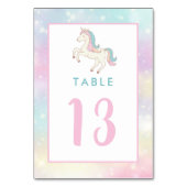 Rainbow Unicorn Girl's Birthday Party Tafelnummer (Achterkant)