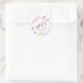 Rainbow Unicorn Girls Birthday Ronde Sticker (Tas)