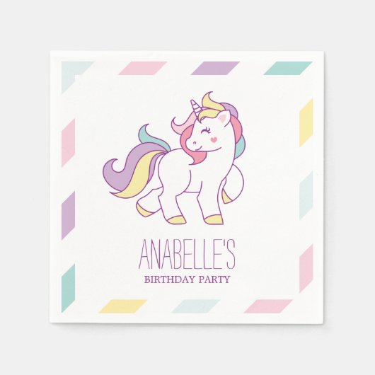 Rainbow Unicorn Girls Birthday Servetten (Voorkant)