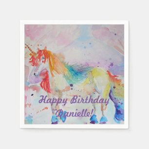 Rainbow Unicorn Girls Birthday Serviette Napkins Servet