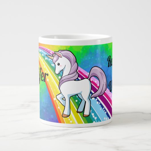 Rainbow Unicorn Girl's Cup Persoonlijke NAAM Mok (Voorkant)