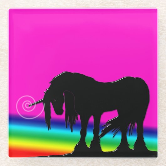 Rainbow Unicorn Glazen Onderzetter (Voorkant)