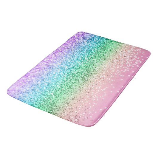 Rainbow Unicorn Glitter 1 (Faux Glitter) #pastel Badmat (Gekanteld)
