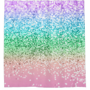 Rainbow Unicorn Glitter 1 (Faux Glitter) #pastel Douchegordijn