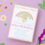 Rainbow Unicorn Glitter Birthday Party Invitation Kaart