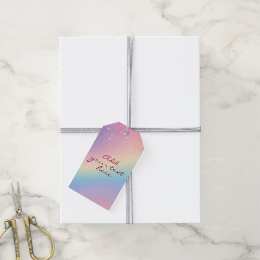 Rainbow Unicorn Glitter Cadeaulabel (Met Touw)
