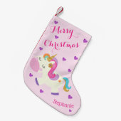 Rainbow Unicorn Glitter Christmas Pink Kleine Kerstsok (Voorkant (Hangend))