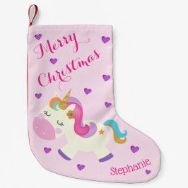 Rainbow Unicorn Glitter Christmas Pink Kleine Kerstsok