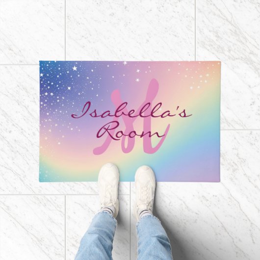 Rainbow Unicorn Glitter Deurmat (Binnen)