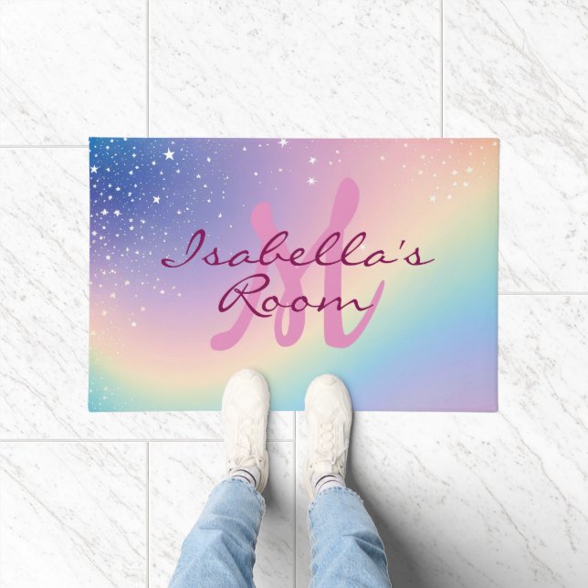 Rainbow Unicorn Glitter Deurmat (Binnen)