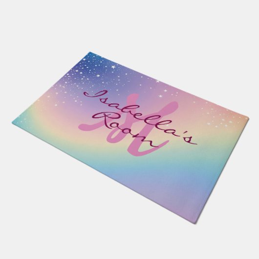 Rainbow Unicorn Glitter Deurmat (Schuin)