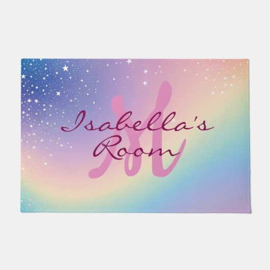 Rainbow Unicorn Glitter Deurmat (Voorkant)