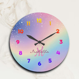 Rainbow Unicorn Glitter Grote Klok